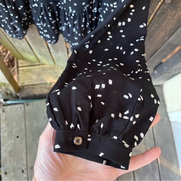 Maeve By Anthropologie Cheyenne Long Sleeve Peplum Top In Black & White Sz XS - Picture 5 of 11